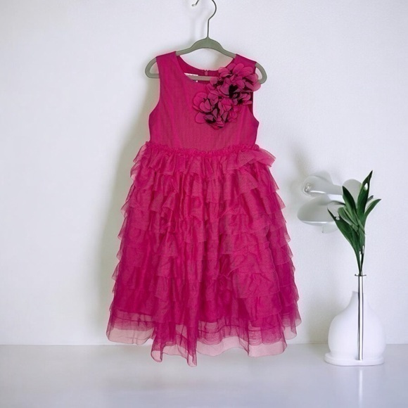 Pippa & Julie Other - Pippa and Julie Tiered Tulle Hot Pink Barbie Dress Girls 4